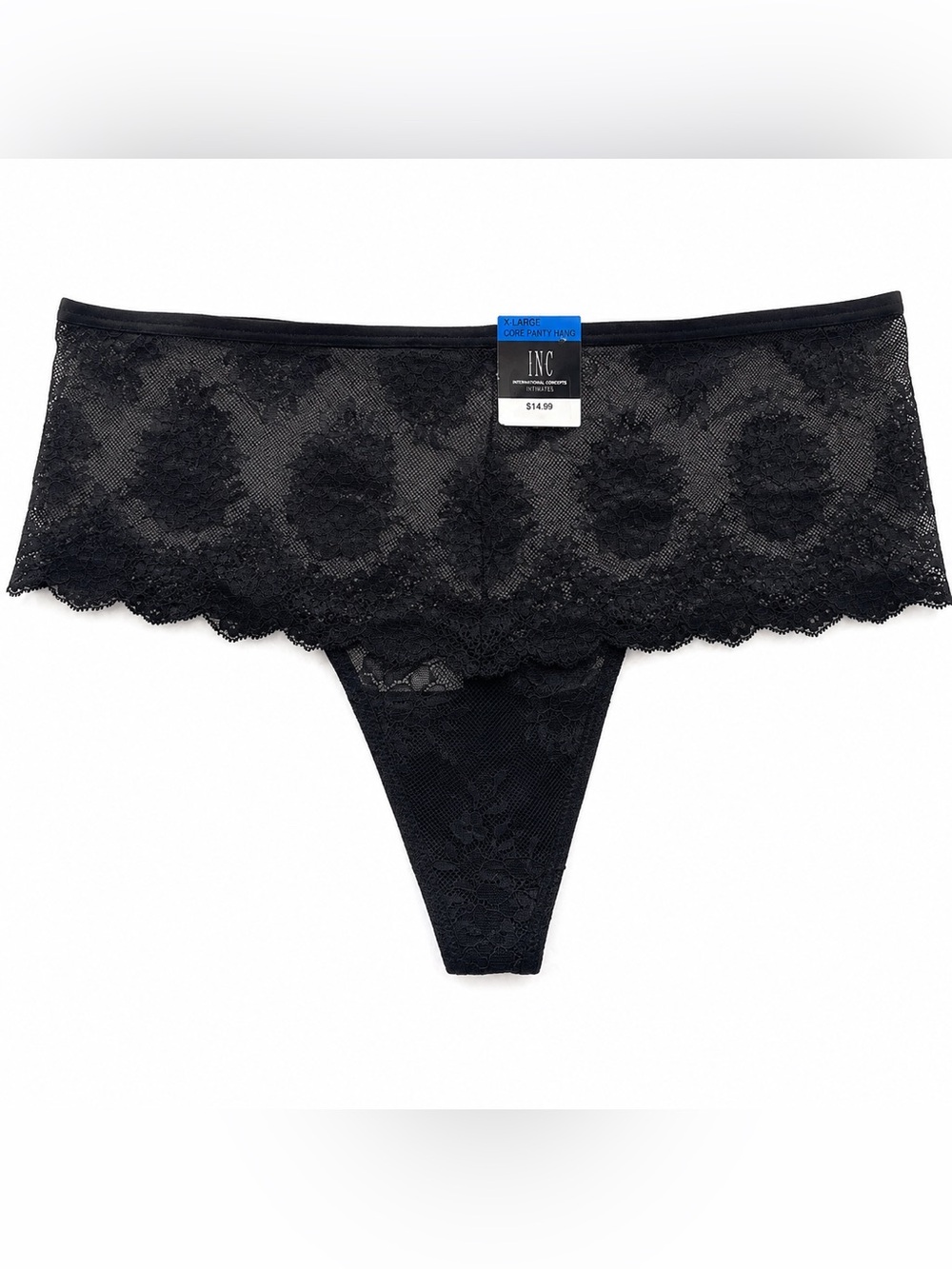 Inc International Concepts Women's Panties High Waist Lace Underwear Thong Black